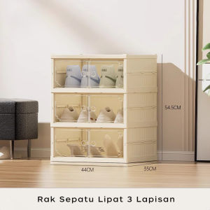 GYT Rak sepatu ganda baris dengan kotak penyimpanan sepatu transparan lipat tanpa pemasangan