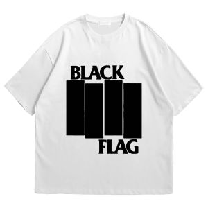 Baju Kaos Pria Wanita Musik Band Black Flag White Hadcore Punk Tshirt Cotton Combed 24s