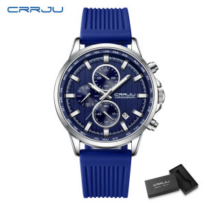 CRRJU Jam Tangan Pria Anti Air Chronograph  Luminous Display Jam Karet Kuarsa Cowok Dewasa 2315