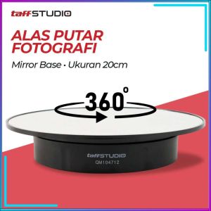 COD TaffSTUDIO Alas Putar Fotografi Mirror Rotating 360 Turntable 20cm - QM104712 /  alas putar fotografi produk papan putar display rotating foto baterai USB ukuran 30 derajat maksimal 4kg diameter 13cm terbaik terlaris cermin studio bagus baru viral top