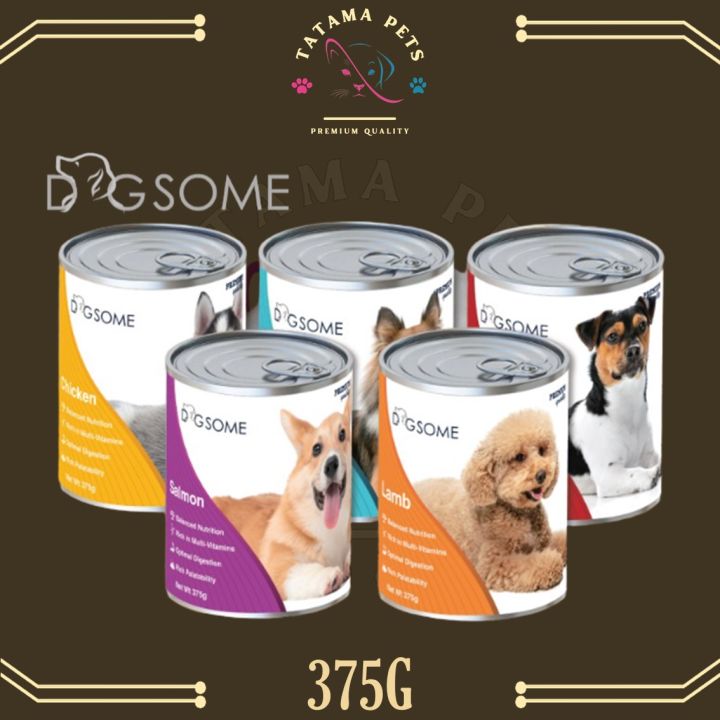 Dogsome Dog Canned Food 375g (Salmon, Chicken, Codfish, Lamb, Pork) Wet Can Food Dog Can Dog