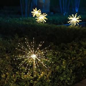 Solar lampu led hiasan taman klip klip kelip kelap warna warni luar rumah automatik bunga api led solar outdoor fireworks light waterproof garden light outdoor Firefly Dandelion decoration lighting for lawn courtyard 8 work modes