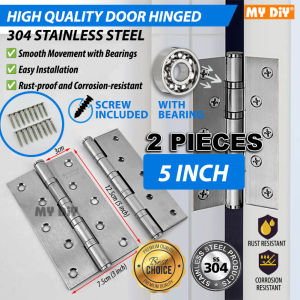 MYDIYHOMEDEPOT - 304 Stainless Steel Hinges 4" 5" with Bearing Door Hinges Furniture Hinges Engsel Pintu Pintu Rumah 门铰链