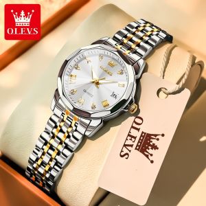 OLEVS Genuine famous brand 2026 new watch womens fashion luxury waterproof stainless steel calendar luminous quartz watch sleeve box gift