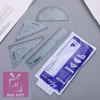 【Mini Gifts】🔥Wholesale Price🔥 4 Pieces Clear Math Geometry Tool Ruler Set Goodie Bag Filler