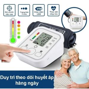 Máy Đo Huyết Áp tại nhà Đo bắp tay có giọng nói báo kết quả tiếng Việt-MàuTrắng Vuadienmay