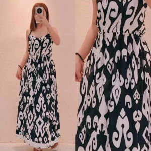 D&C-Cotton Spandex Floral Sling Long Dress Maxi Dresse
