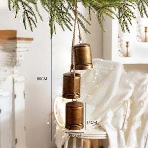 MODERNLUX Hoàn thiện kiểu cổ điển Đồ trang trí hình chuông Giáng sinh. Dây thừng làm từ sợi đay. Sắt Trang trí chuông treo Chuông cụm dây chuyền hình chuông loại Đồ trang trí cây thông Noel