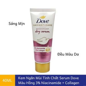 Kem khử mùi dạng tinh chất serum Dove Radiant+Care Deodorant Dry Serum OK142 với Niacinamide và Vitamin C&E hương thơm dịu nhẹ. 40ml
