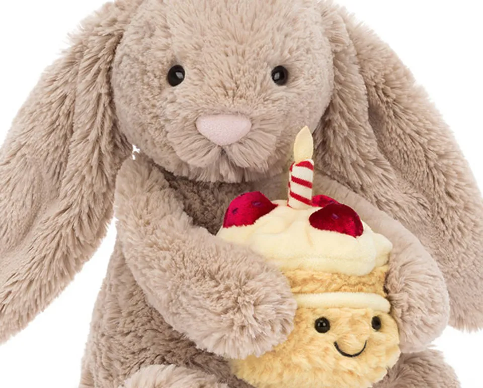 Jellycat Bashful Beige Bunny Birthday Plush Toy Ultra Soft Limited