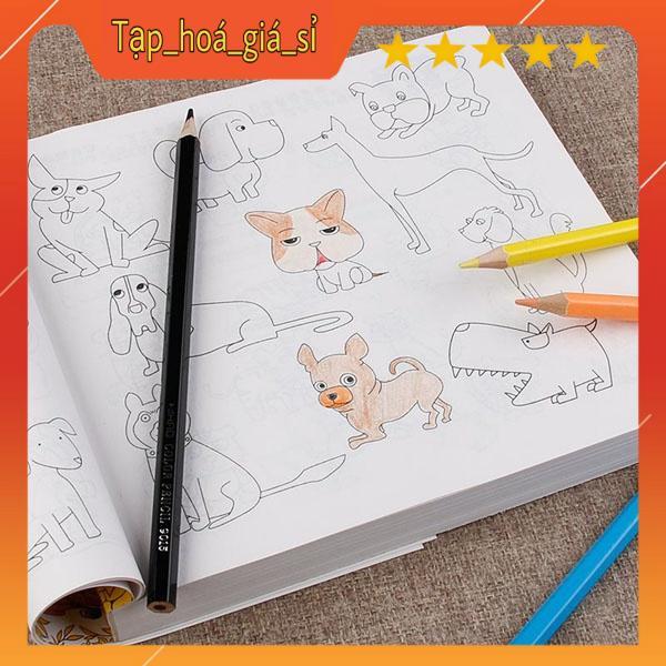 Sách tập tô màu theo hình vẽ tặng kèm 12 bút chì màu cho bé (5000 hình ...