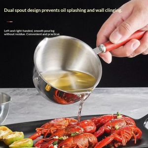 SEA JJT Stainless Steel Oil Pouring Pot with Dual Spout Design for Smooth Oil Drizzling and No Residue