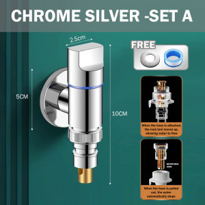 AKIRO HOME MALAYSIA Anti-rust Full Brass Washing Machine Faucet Tap Adapter Space Save Auto Stop Water Tap Connector Kepala Paip 水龙头