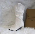 [ Có ảnh thật ]Boot cao bồi dưới gối màu trắng cổ xẻ GCC6302. 