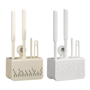 Soft Bristles Toilet Scrubber Set With Nonslip Handle Detachable Wall Mount Rack For Modern Bathroom Hygienic