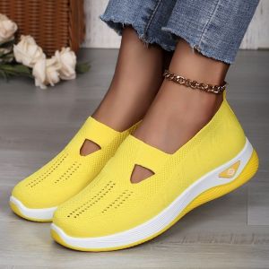 [Free Shipping] WomenS Summer Shoes Large Sizes Slip-On Style Comfortable For Moms Featuring A Breathable Knit Mesh Upper Casual Design And Versatile Fabric Construction