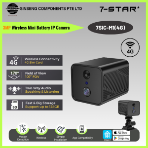7-STAR* 4G Sim Card Wireless Battery Mini IP Camera USB Type C CCTV | Model:7SIC-M1 | Portable | 2K 1296P 3MP |Two Way Audio| Type-C | Night Vision | 7SIC-M1(4G)