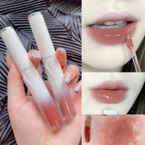 Angel mirror lip glaze plain white natural water lip glaze pure soft girl cut ribbon male lip gloss lipstick beautiful hawthorn tomato apple lip glaze long-lasting waterproof and sweat-proof non-stick cup does not fade