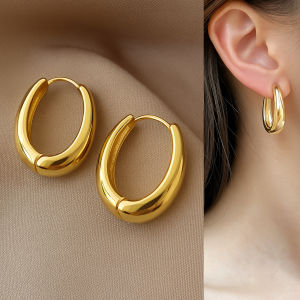 Anting Hoop Oval Tebal Mewah – Luxe Oval Bold Earrings Korean Style A381