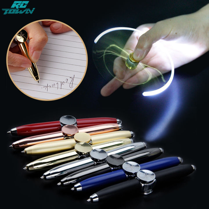 Fidget Hand Spinning Pen with LED Light Spinner Toys Ballpoint Pen Gift ...