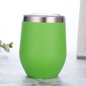 LZD  Egg Shell Cup  304 Stainless Steel Double Layer 12oz Spray Egg Cup Thermal Insulation Coffee Wine Glass