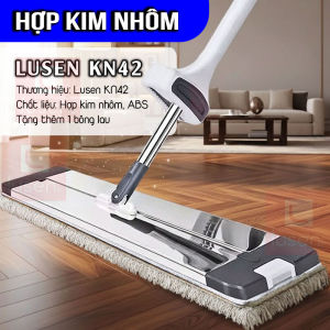 Cây lau nhà tự vắt Lusen-KN42 bàn lau lớn 42x12cm chất liệu hợp kim nhôm cao cấp chổi xoay 360 độ thông minh chính hãng