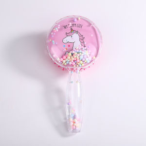 Sisir Bantalan Udara Busa Kartun Rambut Halus Bentuk Bulat Gliter