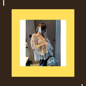 2026 Fall New Women Retro Pattern V Neck Loose Chiffon Long Sleeve Blouse Casual Shirt