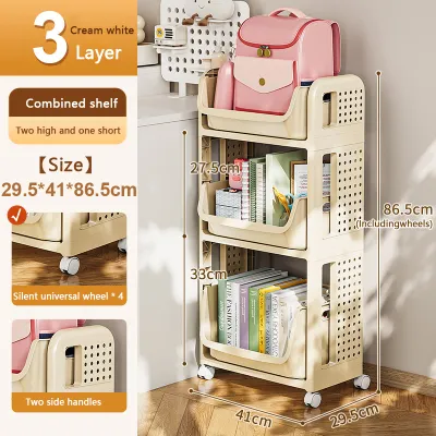 💖SG local stock💖Storage Rack Bookshelf Small Trolley Movable Multi-Layer Snack Storage Shelf Rack Pegboard with hooks