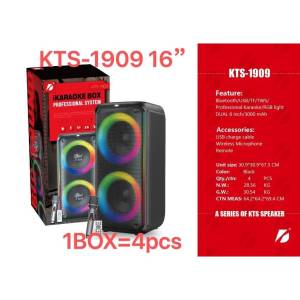KTS-1909 4500mAh Double DJ singing speaker color LED charging party karaoke speaker With rechargeable mic