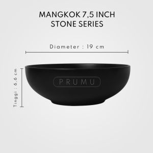 PRUMU Melamine Stone Mangkok Ceper 7.5 inch - Mangkok Mie Ramen - Mangkok Korea - Mangkok Cafe - Mangkok Restoran - Mangkok Makan - Golden Dragon W7108A