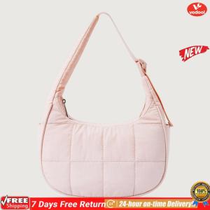 [Vodool Official Mall] Puffer Crescent Bag for Women Adjustable Strap Shoulder Bag Nylon with Zipper Underarm Bag Hobo Bag for Work Travel