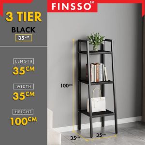 FINSSO Shiro 4 Tier Multipurpose Metal Shelf Shelves Rack BookShelf Open Rack Rak Besi Living Room 60 x 148cm / 35 x 148cm Rak Serbaguna Rak Buku Besi