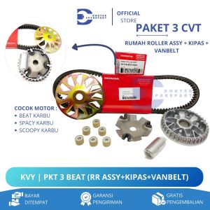 KVY (PAKET 3 CVT) RUMAH ROLLER ASSY + KIPAS RUMAH ROLER + VANBELT BEAT VARIO / ROLER / KIRIAN CVT