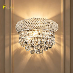 Phube Lighting ELuxury Crystal LED Wall Lamp European Style Wall Sconce for Bedroom Living Room Corridor Hotel TV Background Home Decor Lighting Fixture
