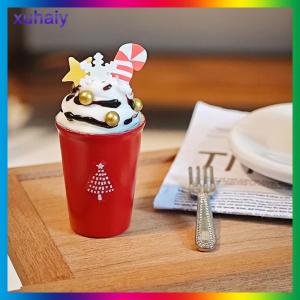 xuhaiy 1 12 Dollhouse Christmas Latte Coffee Drink Cup Model Christmas Dollhouse Miniature Coffee Shop Decor Ornament Micro Photo Props