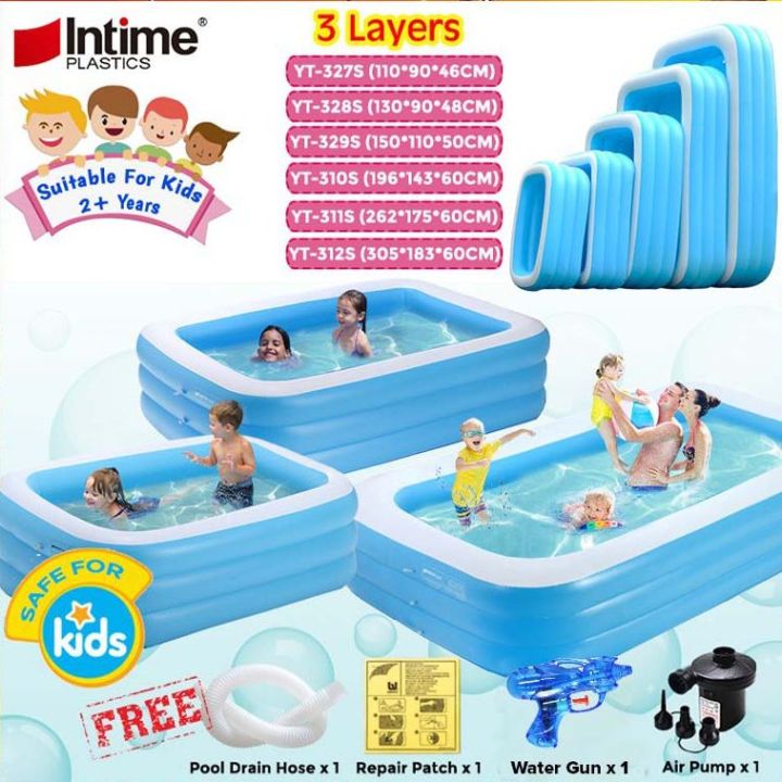 INTIME 6 Sizes Inflatable Family Swimming Pool 3 Layer Extra Large ...