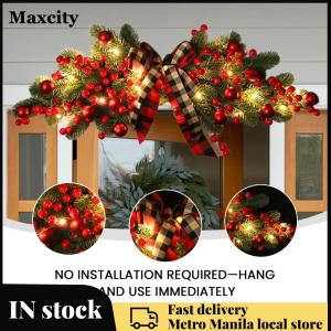 Festive Christmas Swag with Pine and Berries for Front Door Hanging Ornament