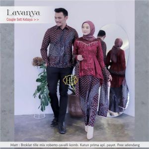 SET COUPLE BATIK BROKAT TUNIK PASANGAN KEBAYA MODERN PARTY LAMARAN SESERAHAN TUNANGAN WISUDA CANTIK ELEGANT TERBARU