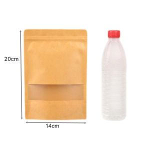 Kraft Paper Ziplock Bag With Clear Window Zipper Resealable Food Packaging Goodies Doorgift Storage 牛皮纸袋子
