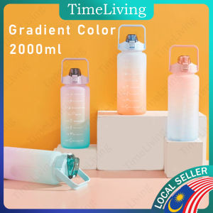 2liter Travel Fitness Sport Drinking Bottle with Straw Handle Cute Sticker BPA Free [C15]