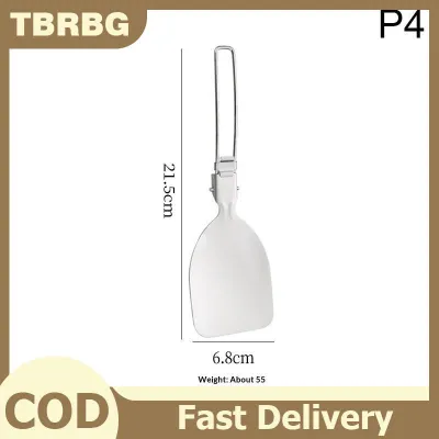 TBRBG ช้อนตักอาหารพับได้ทำจากสแตนเลสสตีลช้อนตักอาหารช้อนพับได้สำหรับการตั้งแคมป์กลางแจ้งบาร์บีคิว