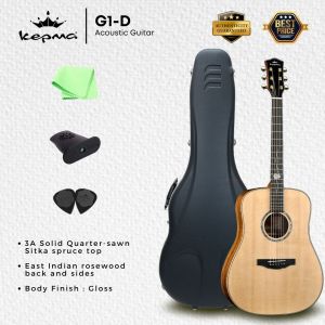 Kepma G1 Series Solid Sitka Spruce Top Dreadnought Acoustic Guitar with Deluxe Hardshell Case ( G1-D / G-1 / G1D )