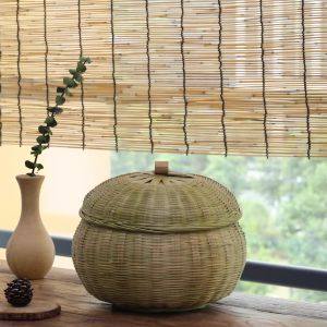 Keestar Bamboo storage basket bamboo products candy storage basket pure hand-woven household bamboo basket round pumpkin basket with lid