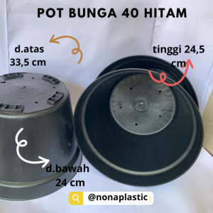 Pot bunga 40 hitam dimensi 33 cm paket isi 1 sd/ 40 pcs