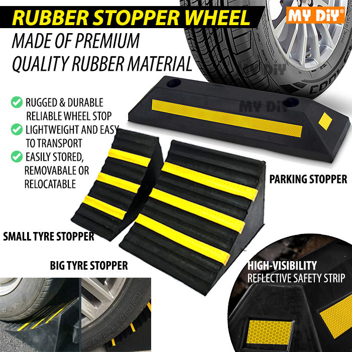 MYDIYHOMEDEPOT - 1PC CAR RUBBER STOPPER WHEEL CHOCK CAR PARK STOPPER ...