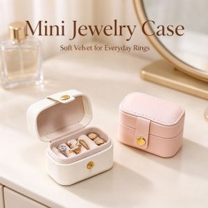 White/Pink Small Jewelry Box Mini Travel Jewelry Case Portable Ring Storage Case for Rings Earrings