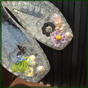 tuokaiguoji 1Set Korean Fashion Crystal Shoe Advanced Handmade Beaded Flower Pearl Bow Sequin DIY Detachable Shoes Decorations Accessories