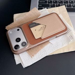 Skin-feel Metallic Paint With Card Holder Slot Case For iPhone 17 16 15 14 13 12 Pro Max PU Leather Wallet Bumper Matte Cover
