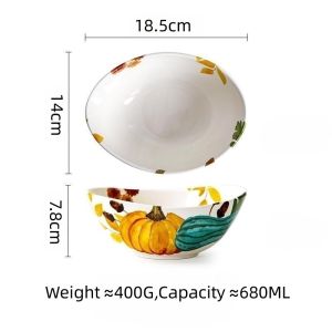 OMK American Style Underglaze Ceramic Boat Salad Bowl Ingot Bowl Yuanbao Fortune Bowl